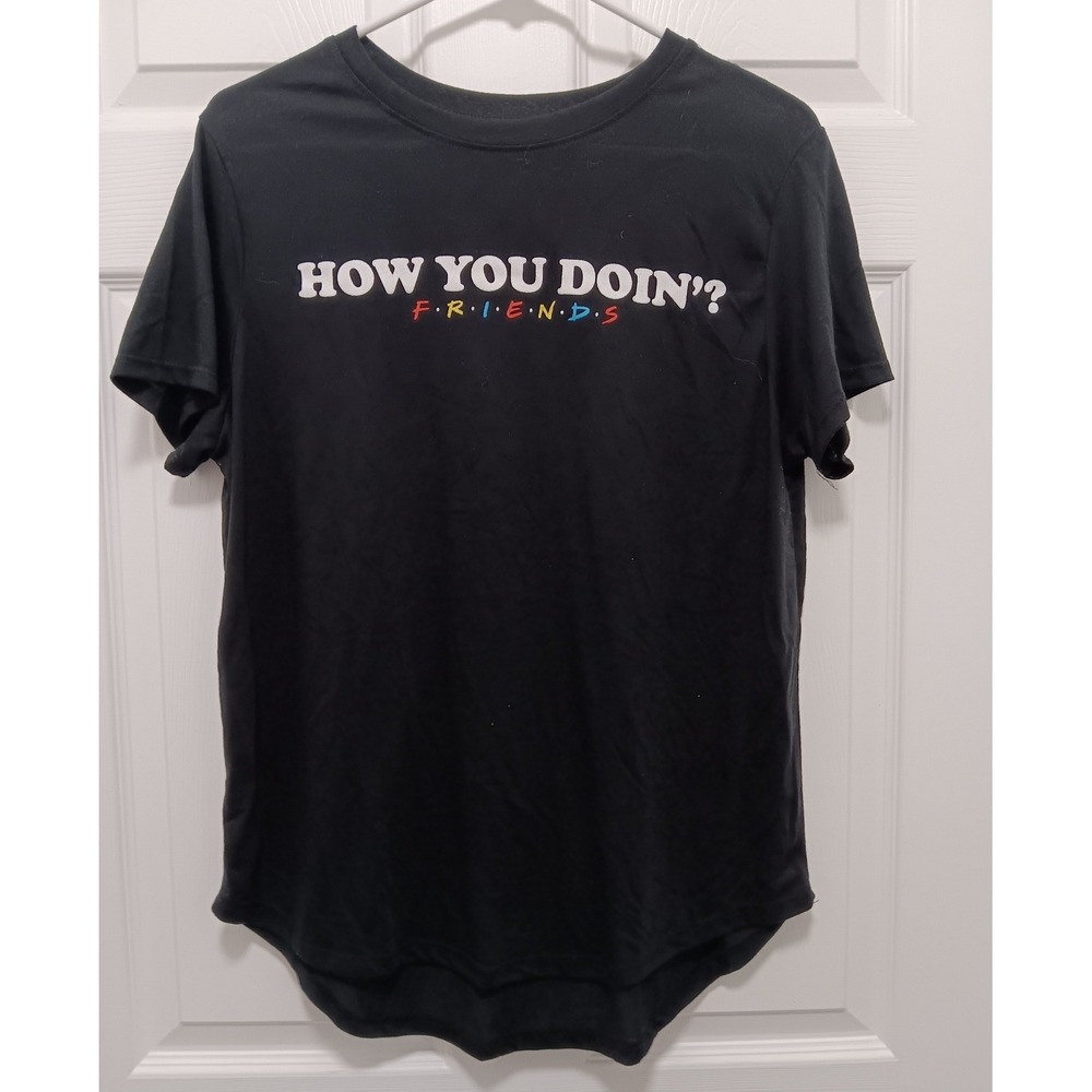 Friends TV Show Joey How You Doin Graphic Tee Black XL 15/17 Curved Hem Shirt